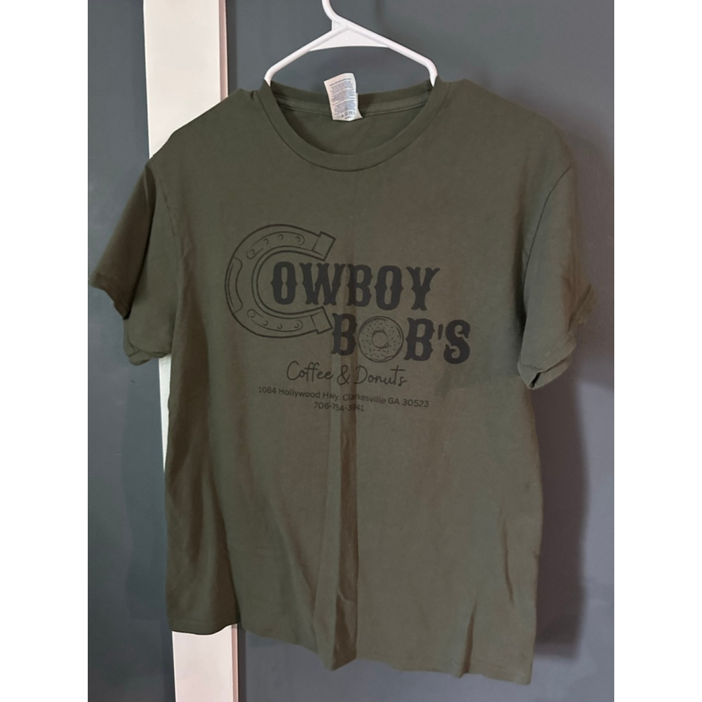 Men's Delta Apparel Olive Green Black Cowboy Bob's Graphic Short Sleeve Tee M